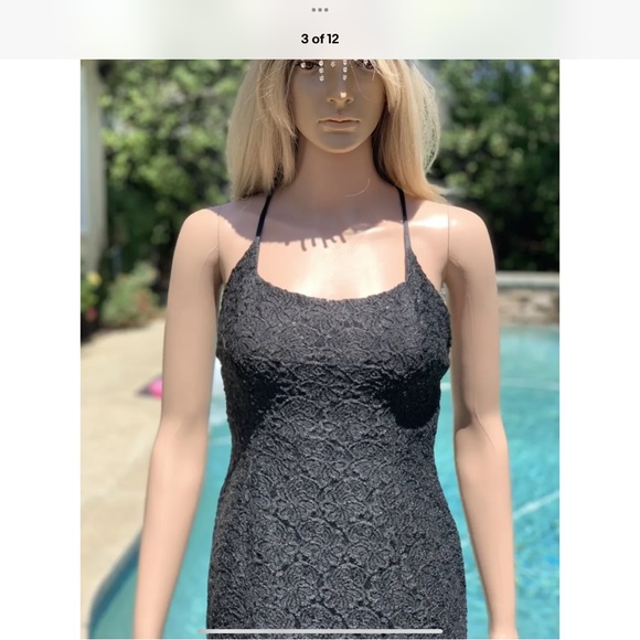 Vtg 💋 Gunne Sax Jessica McClintock Sz 3/4 Floral lace sparkle overlay Dress - Picture 3 of 10